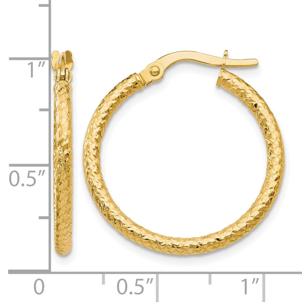 10K Gelbgold Poliert und Strukturiert Klappbar Creolen