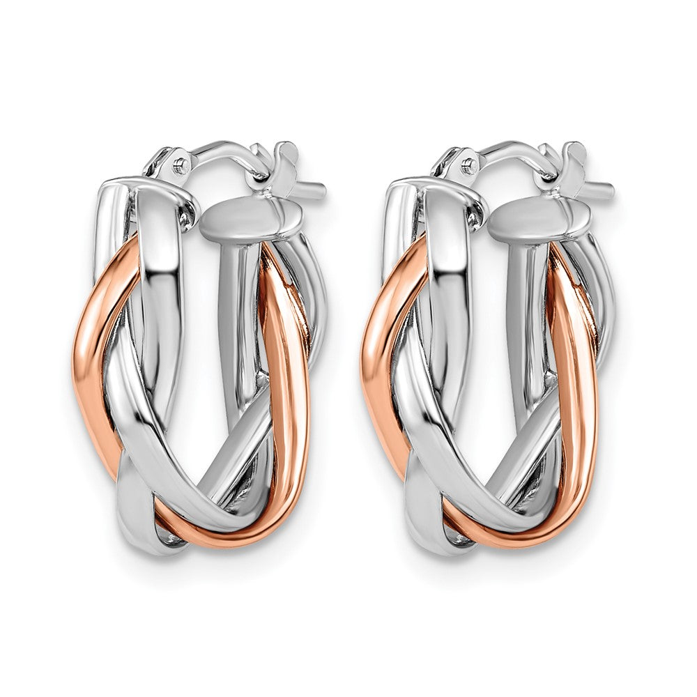 10K Gelb mit Rhodium mit Weiß Rhodium und Roségold Beschichtung Geflochten Creolen