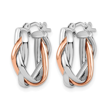 10K Gelb mit Rhodium mit Weiß Rhodium und Roségold Beschichtung Geflochten Creolen