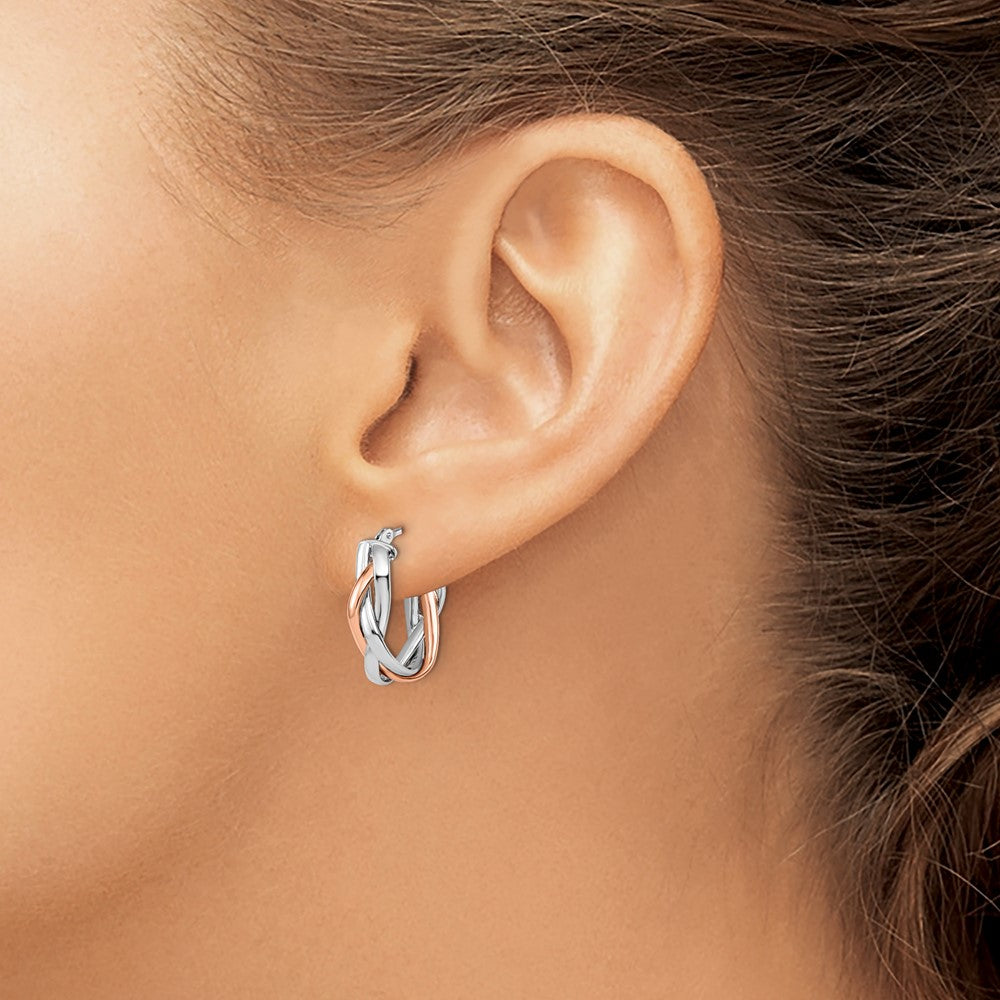 10K Gelb mit Rhodium mit Weiß Rhodium und Roségold Beschichtung Geflochten Creolen
