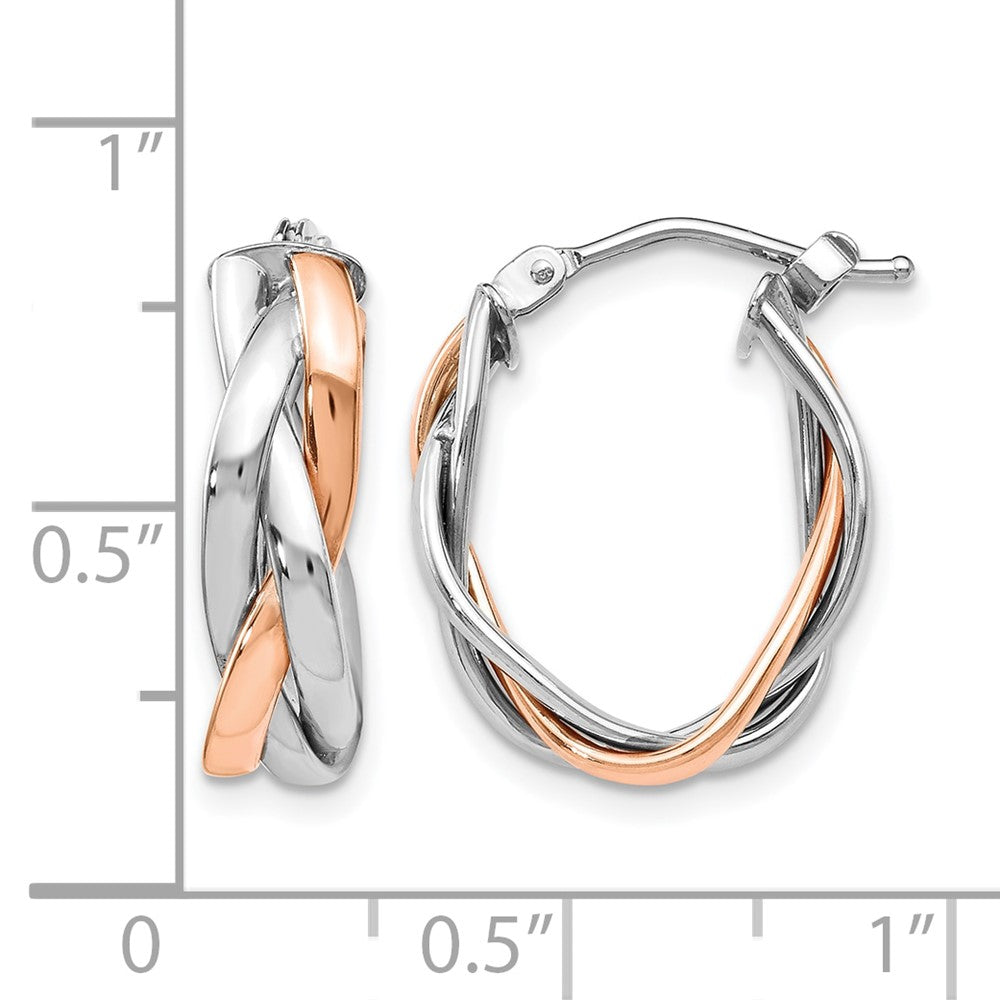 10K Gelb mit Rhodium mit Weiß Rhodium und Roségold Beschichtung Geflochten Creolen