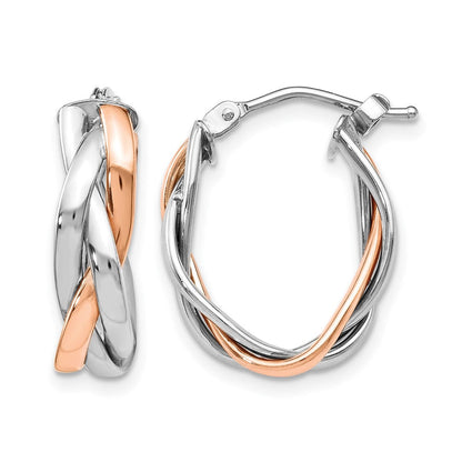 10K Gelb mit Rhodium mit Weiß Rhodium und Roségold Beschichtung Geflochten Creolen