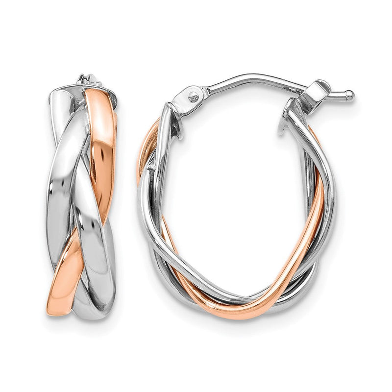 10K Gelb mit Rhodium mit Weiß Rhodium und Roségold Beschichtung Geflochten Creolen