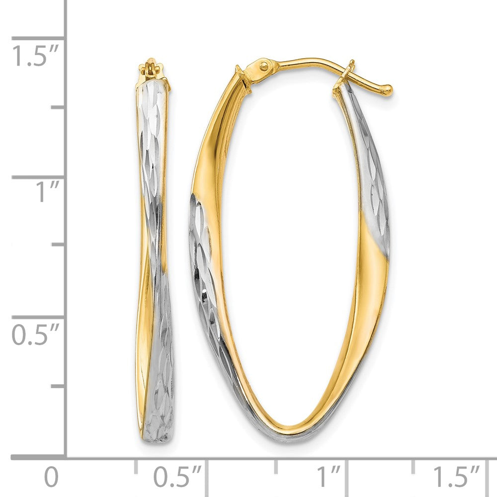 10K Gelb mit Rhodium Gold Weiß Rhodiniert Diamantiert Creolen