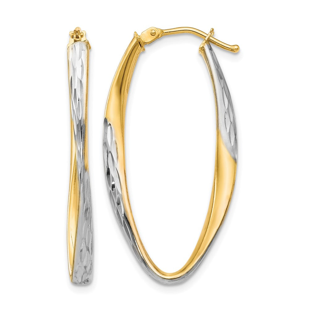 10K Gelb mit Rhodium Gold Weiß Rhodiniert Diamantiert Creolen