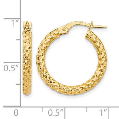 10K Gelbgold Poliert Diamantiert Creolen