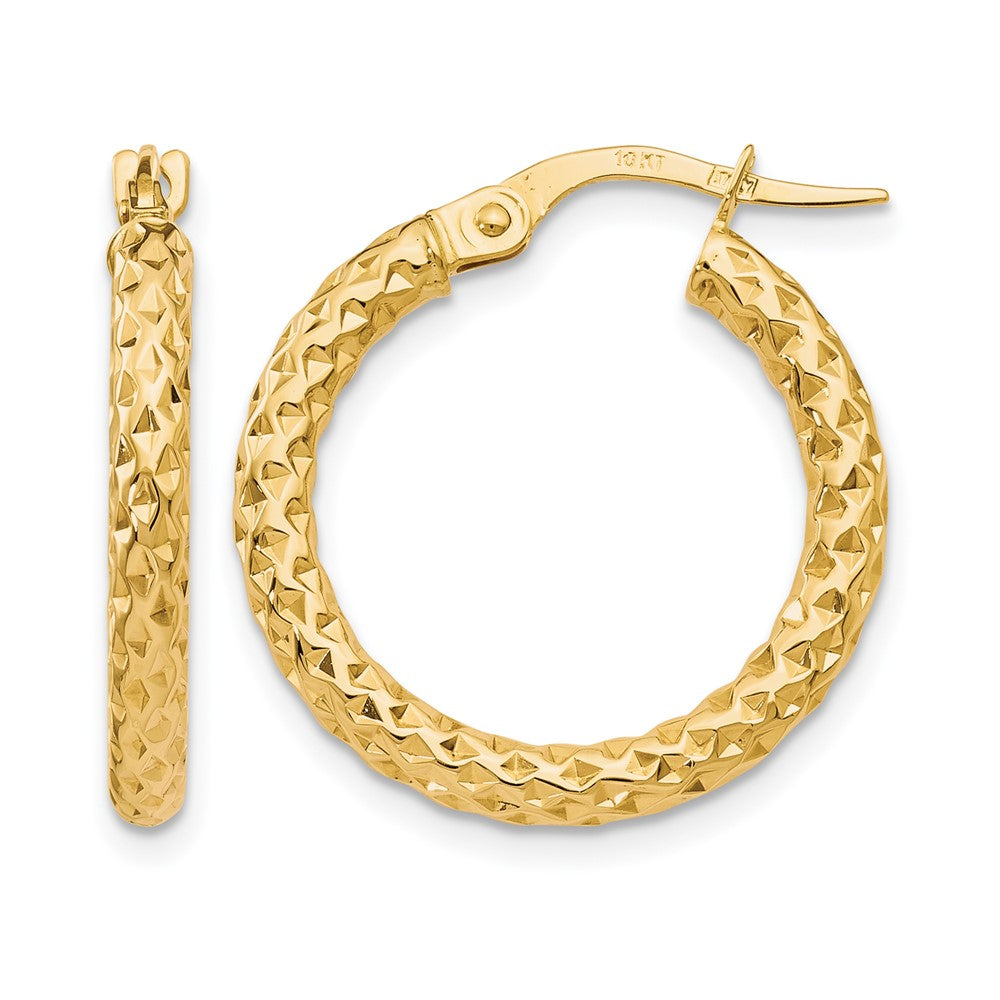 10K Gelbgold Poliert Diamantiert Creolen
