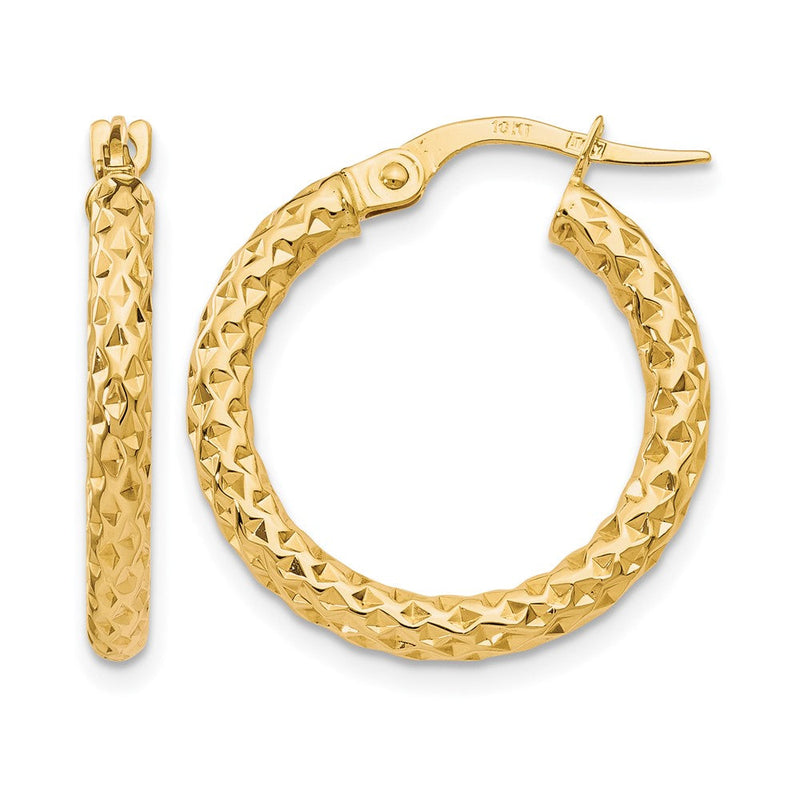 10K Gelbgold Poliert Diamantiert Creolen