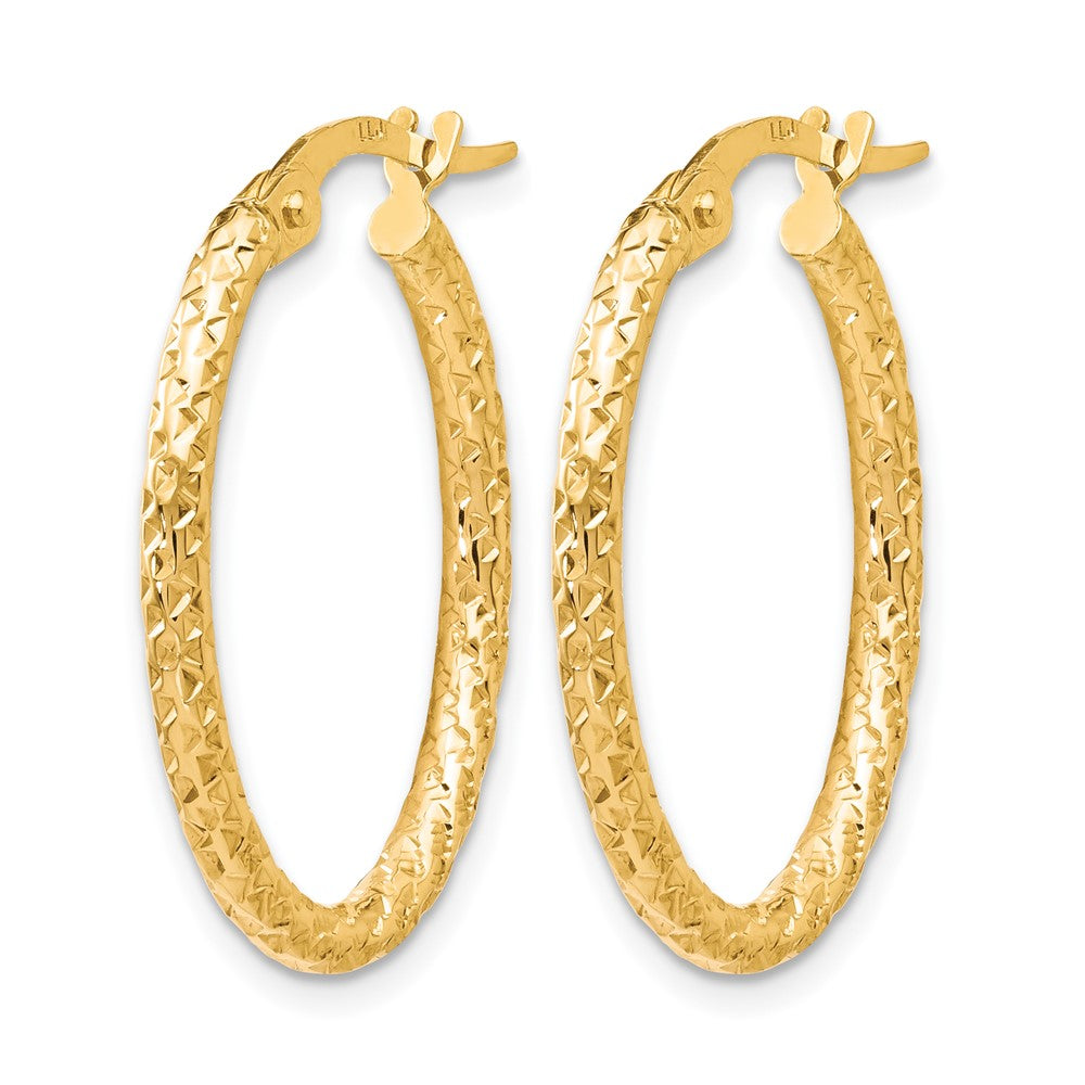 10K Gelbgold Poliert Diamantiert Oval Creolen