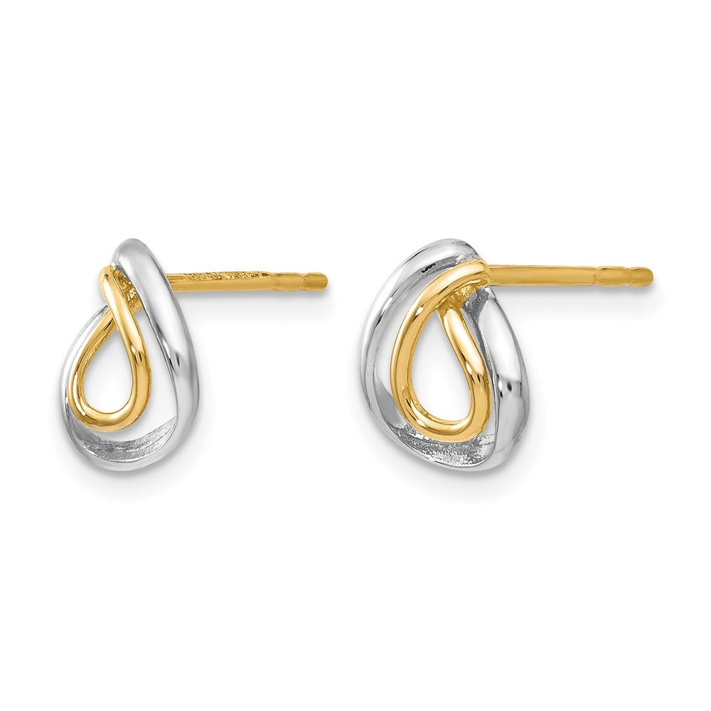 10K Gelb mit Rhodium mit Weiß Rhodium Poliert Ohrstecker