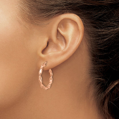 10K Roségold Poliert Gedreht Creolen