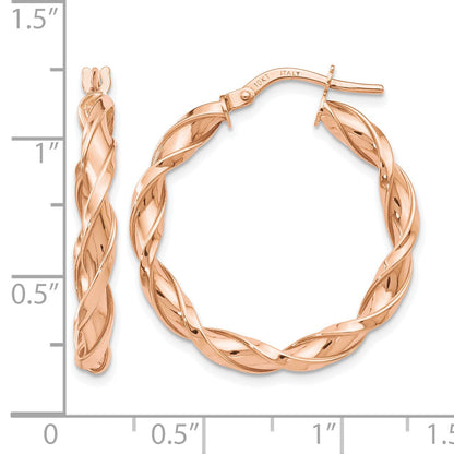 10K Roségold Poliert Gedreht Creolen