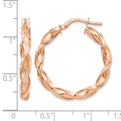 10K Roségold Poliert Gedreht Creolen
