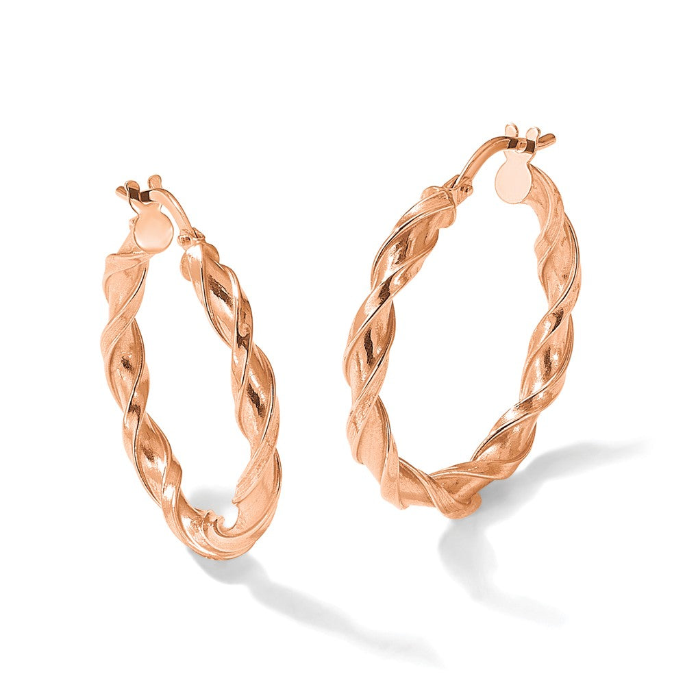 10K Roségold Poliert Gedreht Creolen