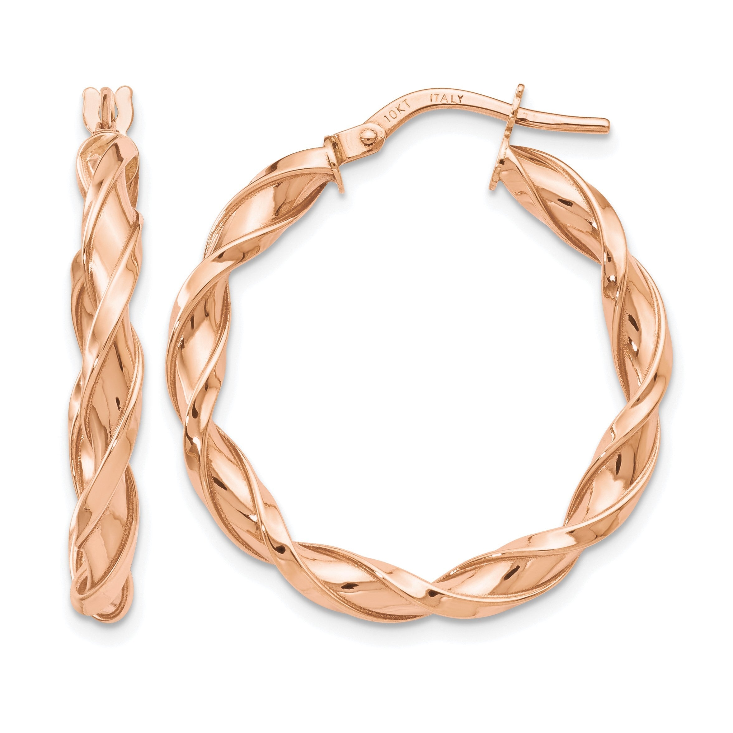 10K Roségold Poliert Gedreht Creolen