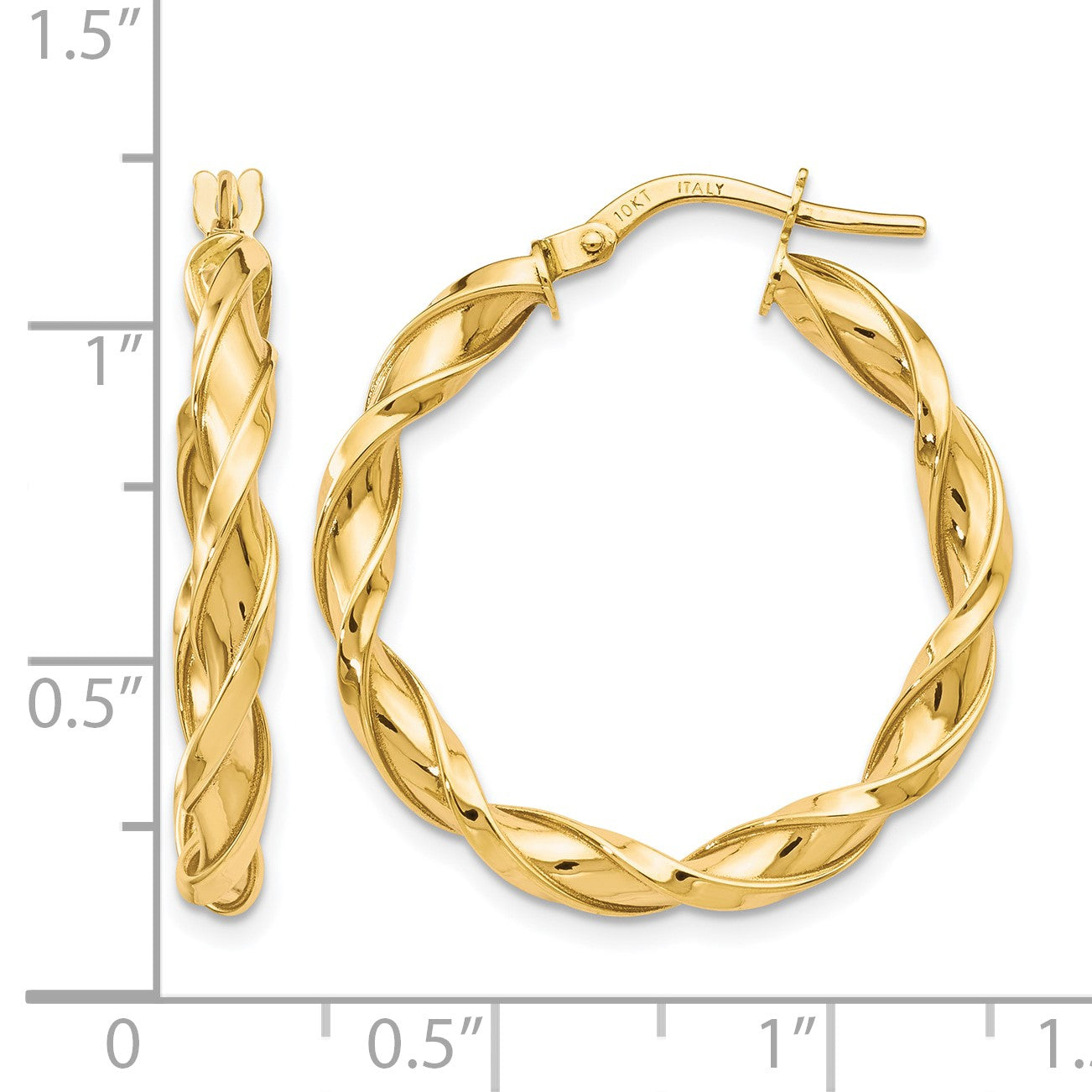 10K Gelbgold Poliert Gedreht Creolen
