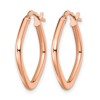 10K Roségold Poliert Quadratisch Creolen