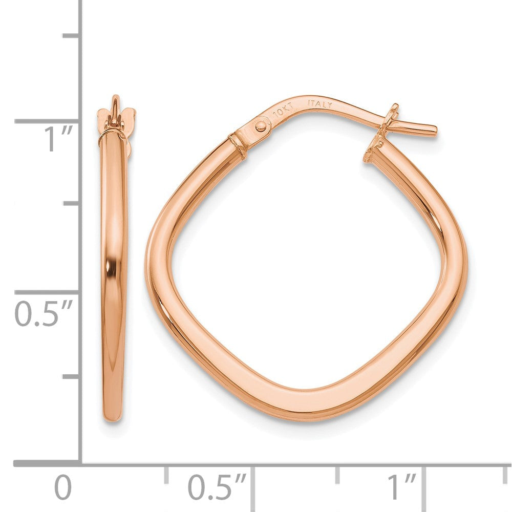10K Roségold Poliert Quadratisch Creolen