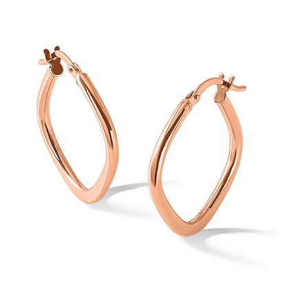 10K Roségold Poliert Quadratisch Creolen