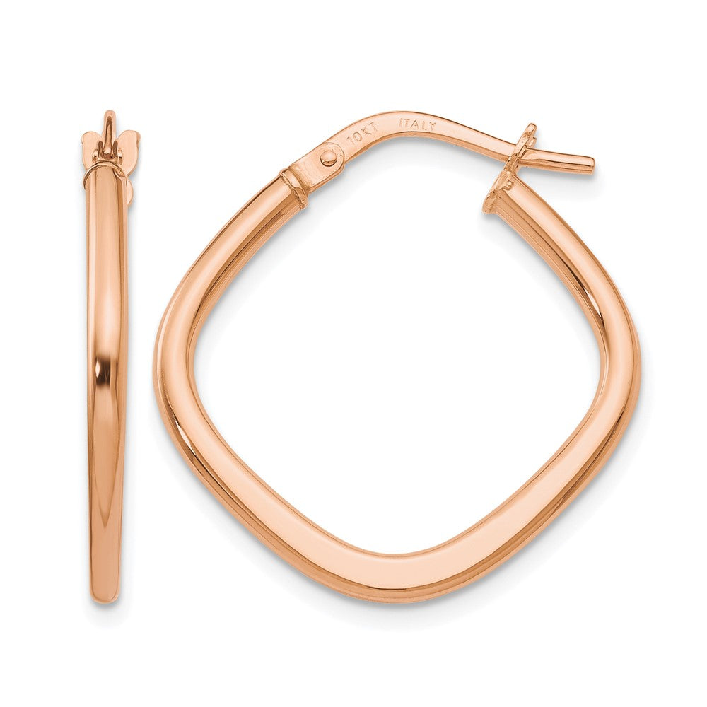 10K Roségold Poliert Quadratisch Creolen