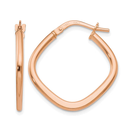 10K Roségold Poliert Quadratisch Creolen