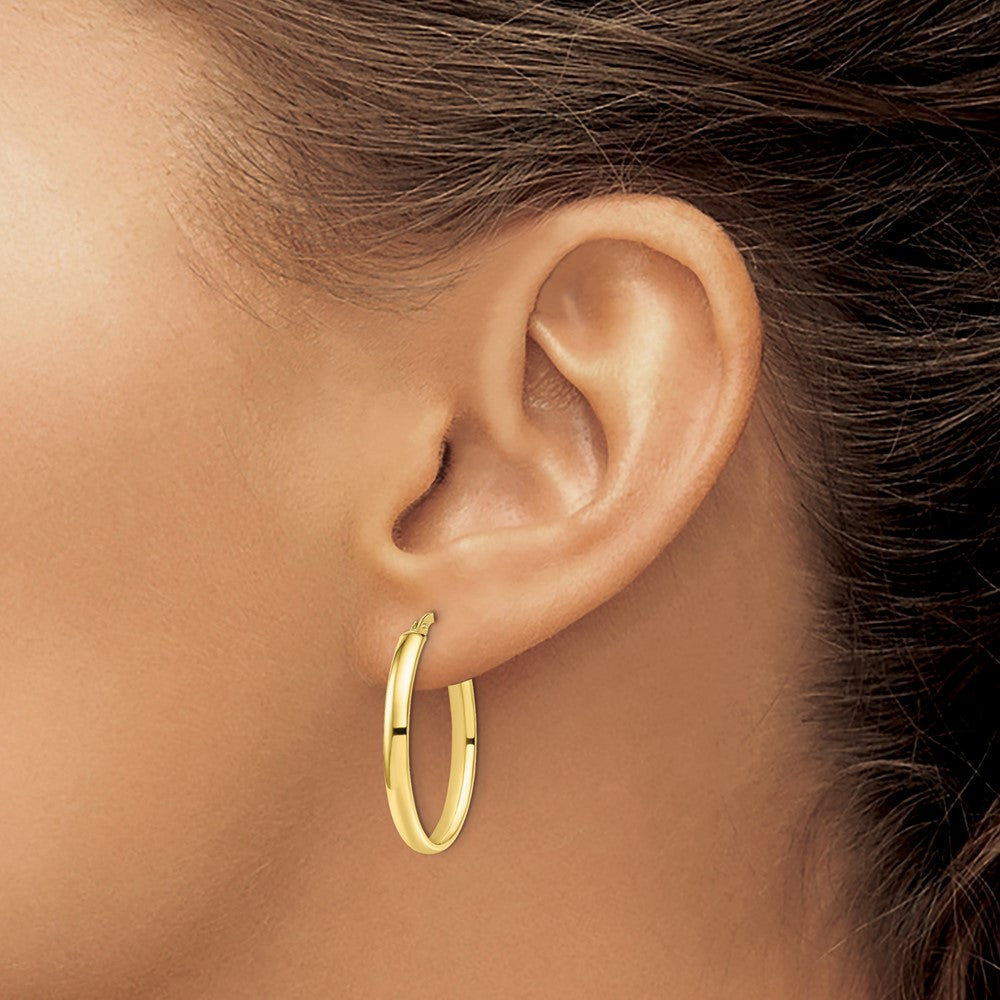 10K Gelbgold Poliert Oval Creolen