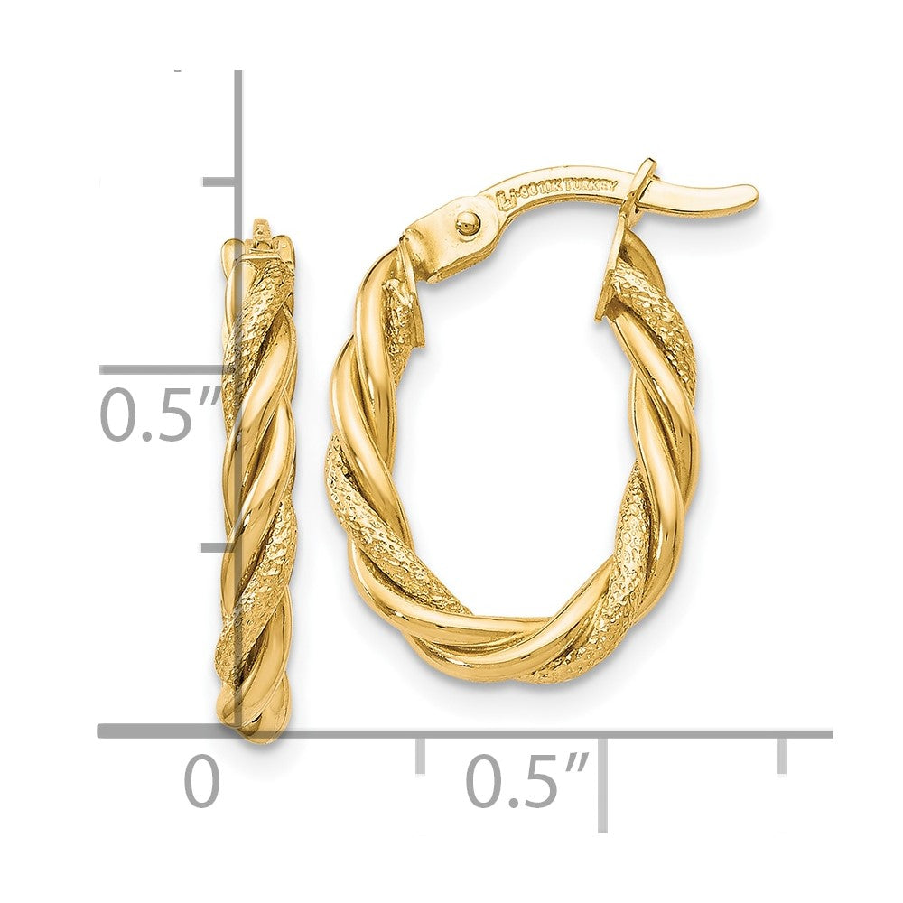 10K Gelbgold Poliert und Strukturiert Gold Ohrringe
