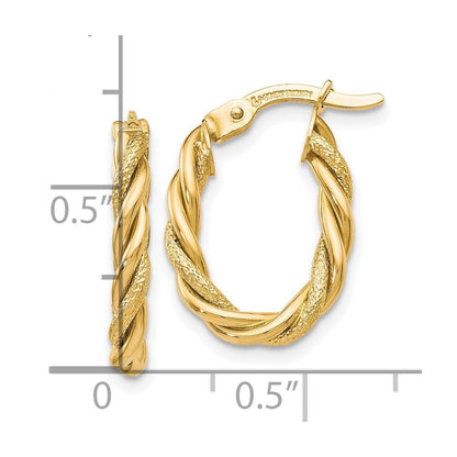 10K Gelbgold Poliert und Strukturiert Gold Ohrringe