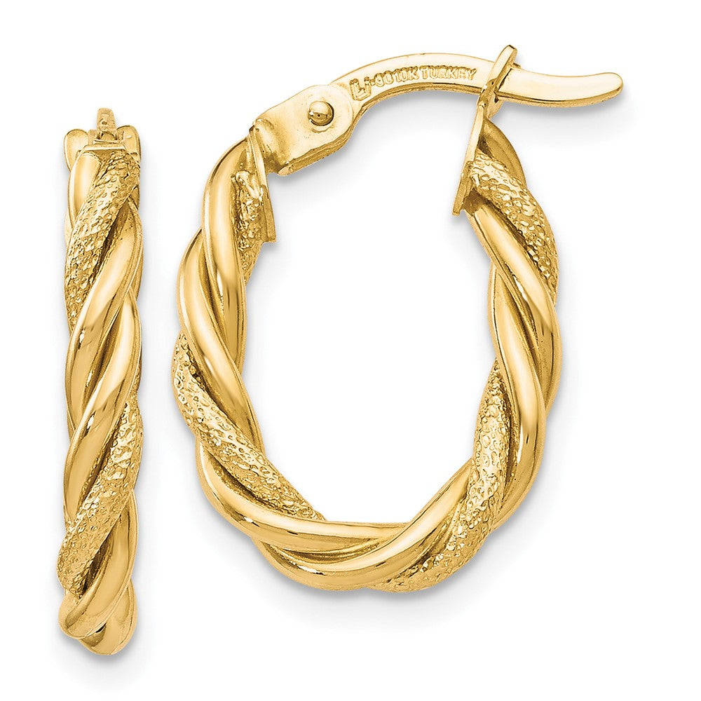10K Gelbgold Poliert und Strukturiert Gold Ohrringe
