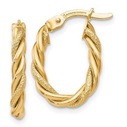 10K Gelbgold Poliert und Strukturiert Gold Ohrringe