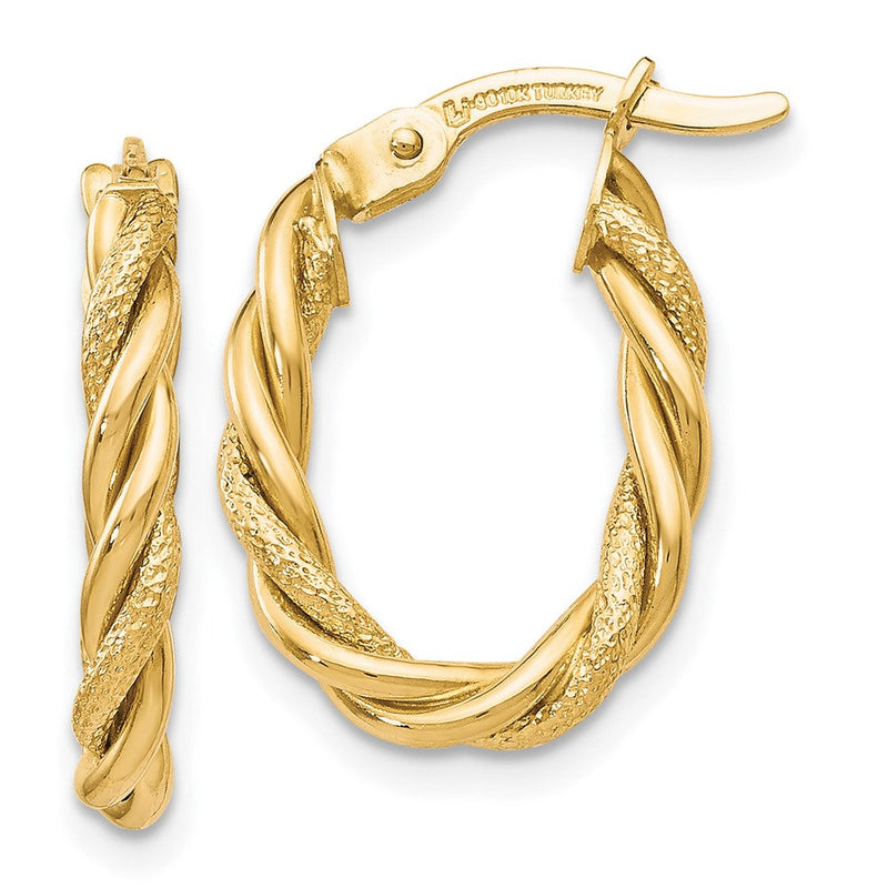 10K Gelbgold Poliert und Strukturiert Gold Ohrringe