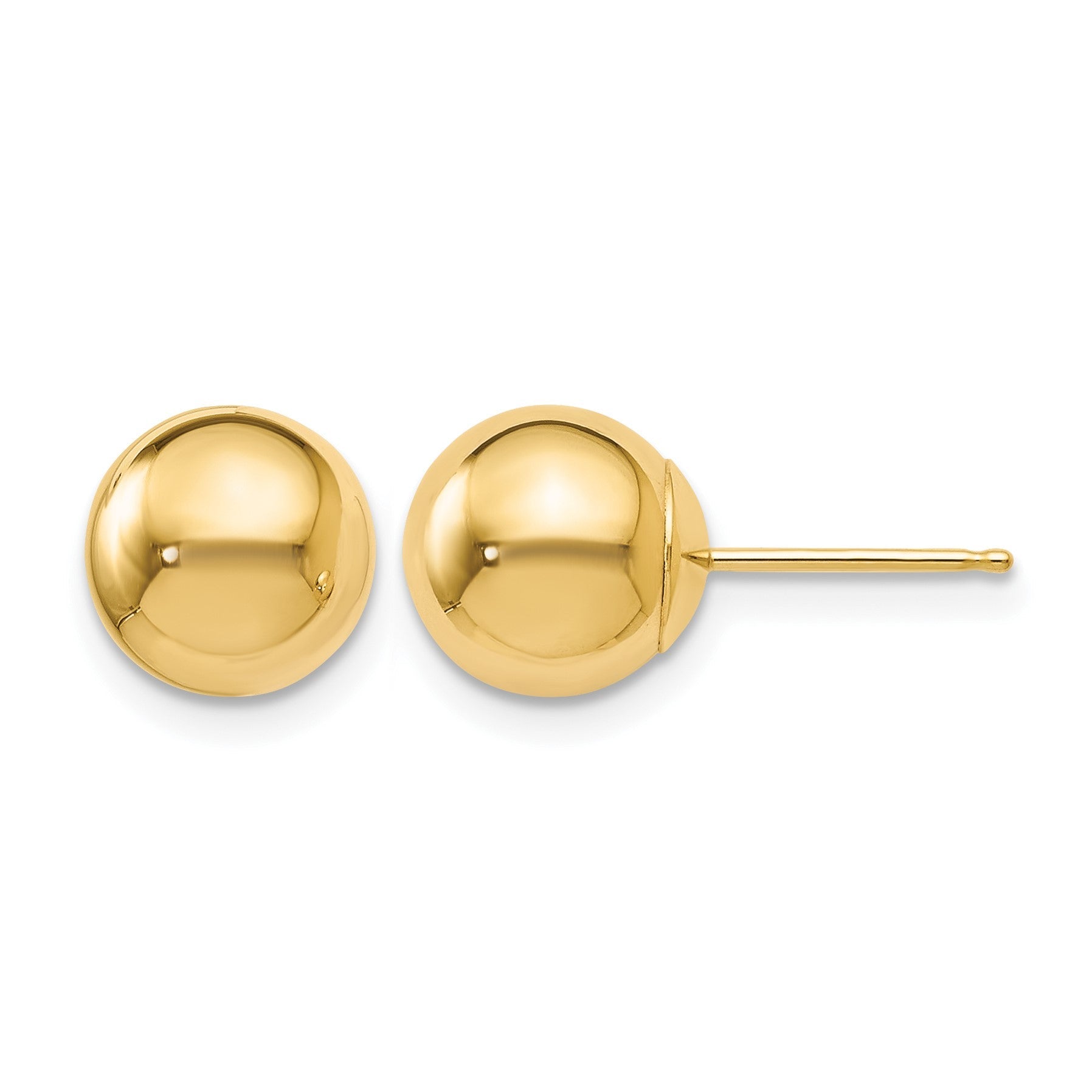 10K Gelbgold Poliert Kugel Ohrstecker