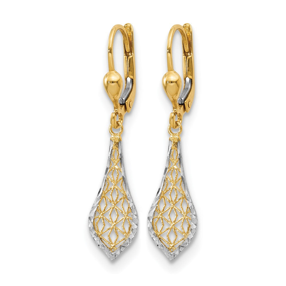 10K Gelb Rhodium Fantasie Ohrhänger mit Brisur