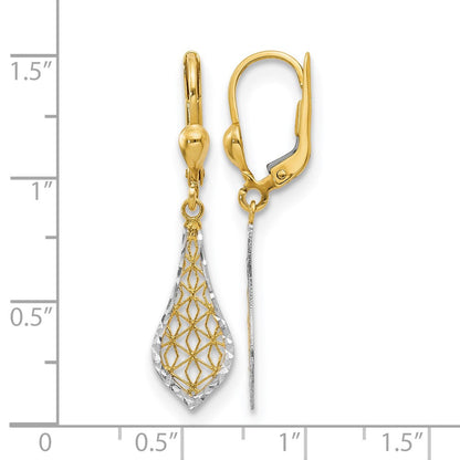 10K Gelb Rhodium Fantasie Ohrhänger mit Brisur