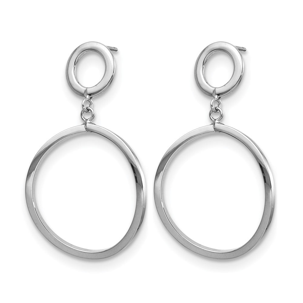 10K Gelb Rhodium mit Weiß Beschichtung Poliert Rund Stecker Ohrhänger