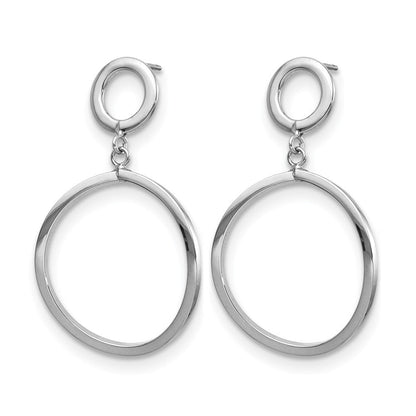 10K Gelb Rhodium mit Weiß Beschichtung Poliert Rund Stecker Ohrhänger