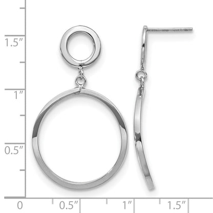 10K Gelb Rhodium mit Weiß Beschichtung Poliert Rund Stecker Ohrhänger