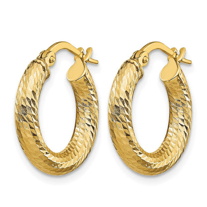 10K Gelbgold 3x10 Diamantiert Rund Creolen