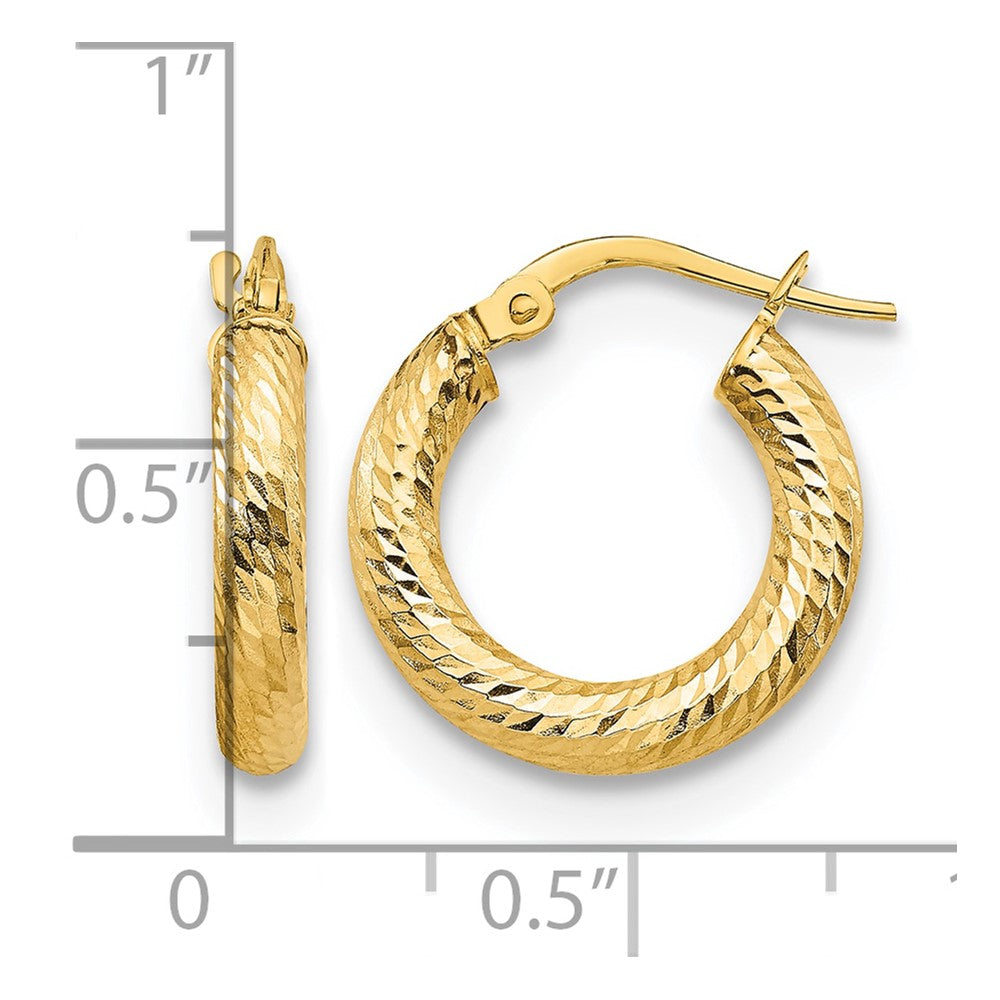 10K Gelbgold 3x10 Diamantiert Rund Creolen