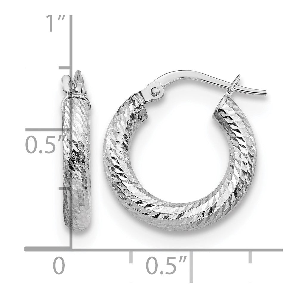 10K Weißgold 3x10 Diamantiert Rund Creolen