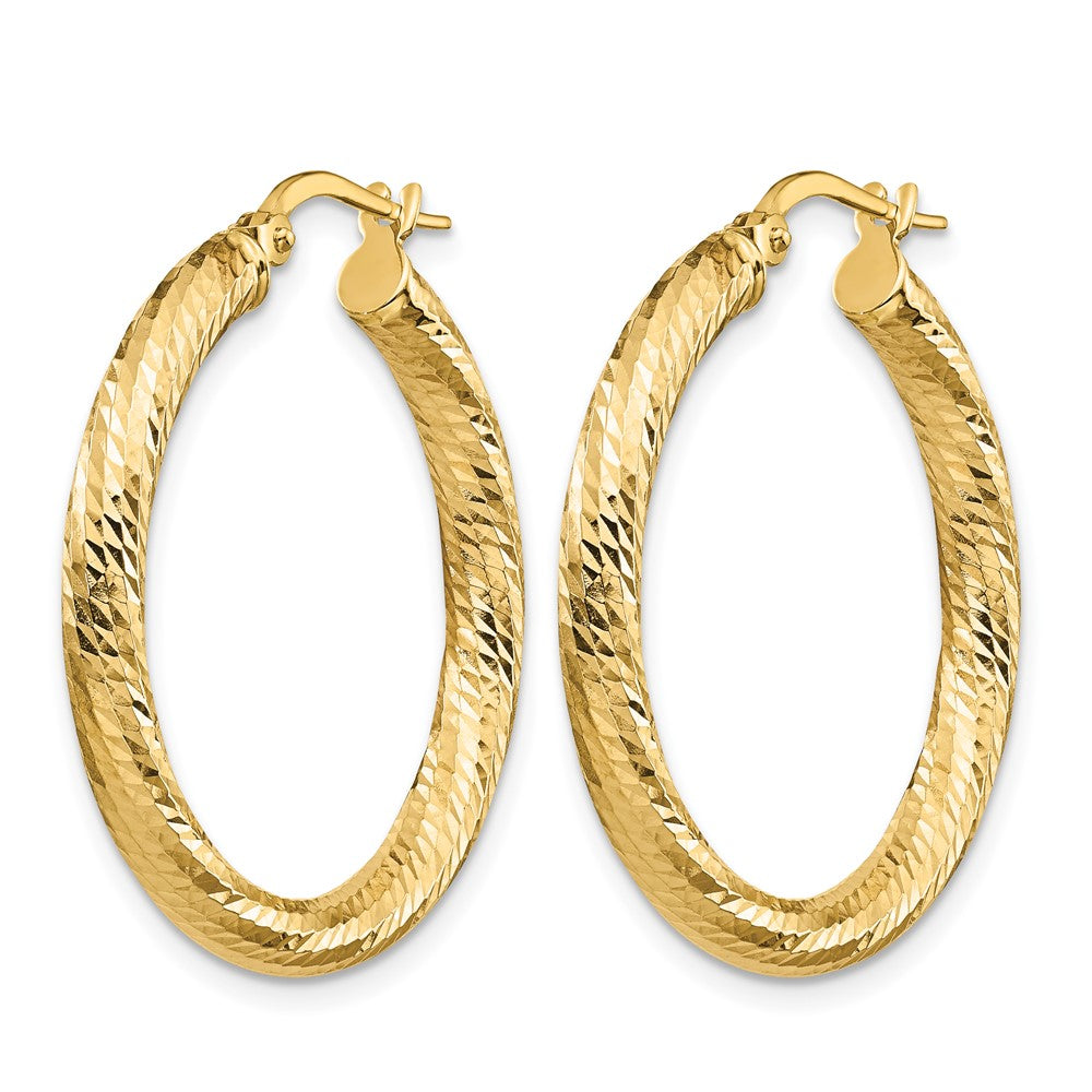 10K Gelbgold 3x20 Diamantiert Rund Creolen