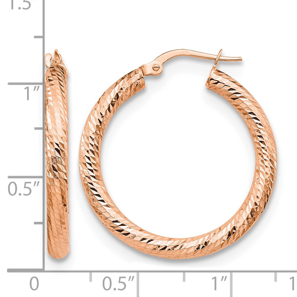 10K Roségold 3x20 Diamantiert Rund Creolen
