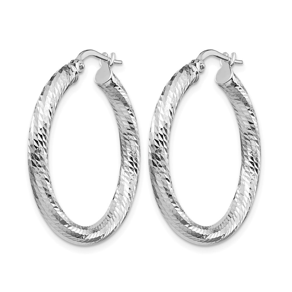 10K Weißgold 3x20 Diamantiert Rund Creolen