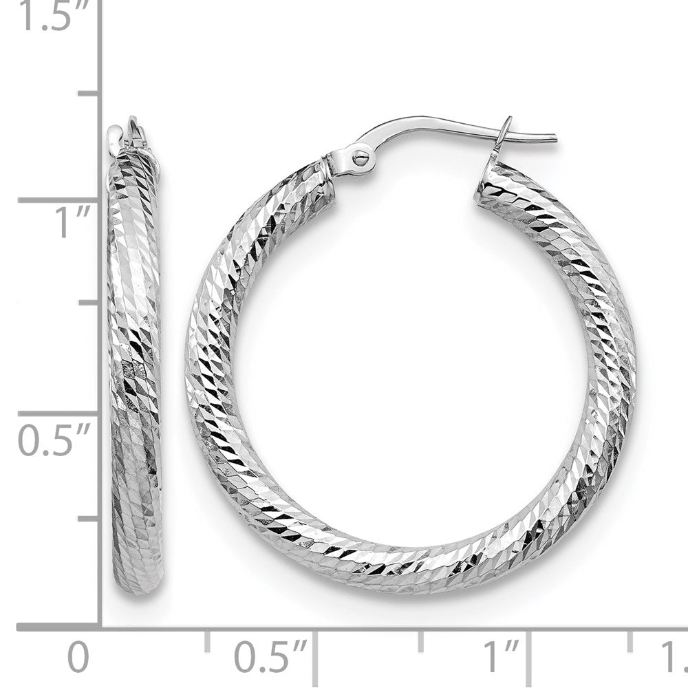10K Weißgold 3x20 Diamantiert Rund Creolen