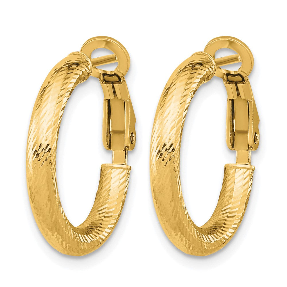 10K Gelbgold 3x15 Diamantiert Rund Omega Rückseite Creolen