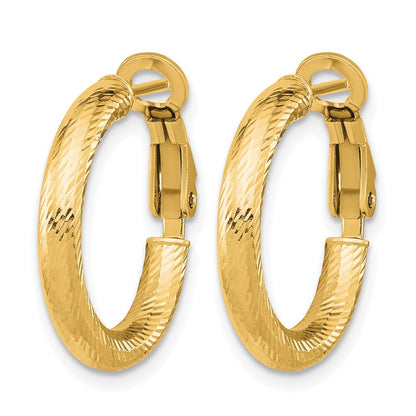 10K Gelbgold 3x15 Diamantiert Rund Omega Rückseite Creolen