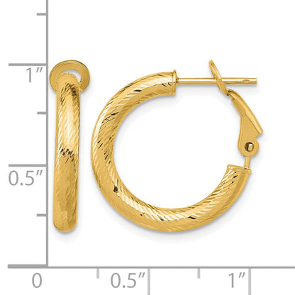 10K Gelbgold 3x15 Diamantiert Rund Omega Rückseite Creolen