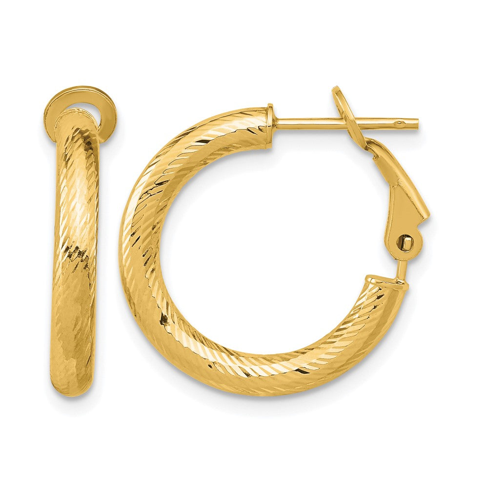 10K Gelbgold 3x15 Diamantiert Rund Omega Rückseite Creolen
