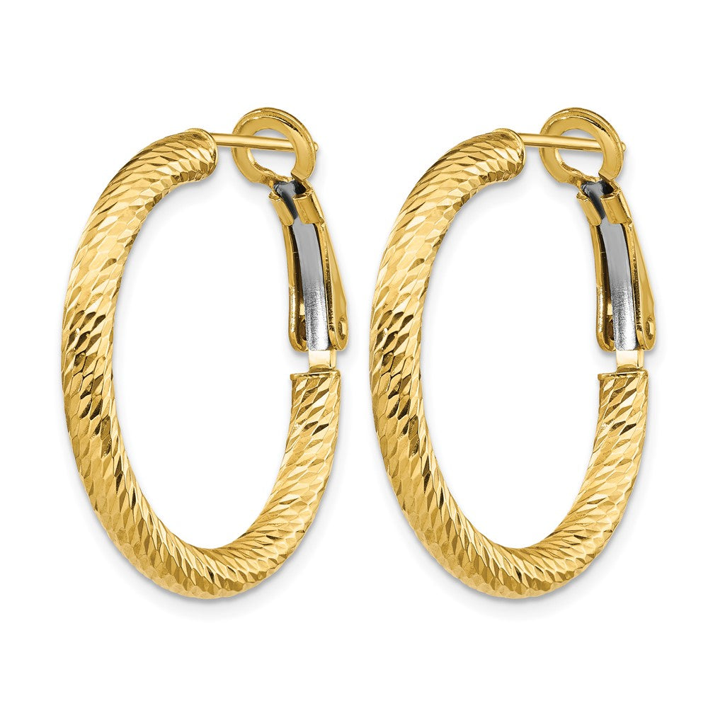 10K Gelbgold 3x20 Diamantiert Rund Omega Rückseite Creolen