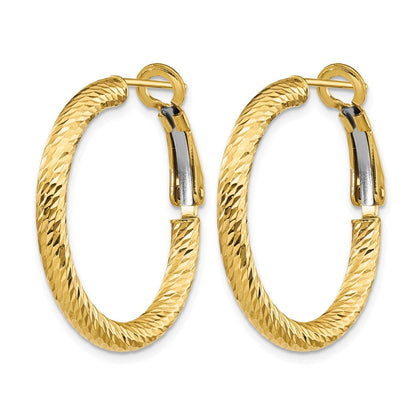 10K Gelbgold 3x20 Diamantiert Rund Omega Rückseite Creolen